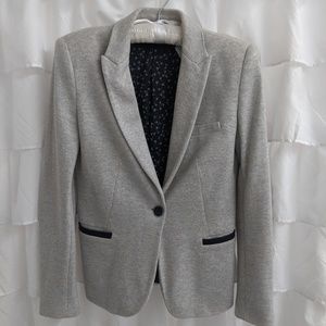 Zara grey Blazer with navy blue elbow patch